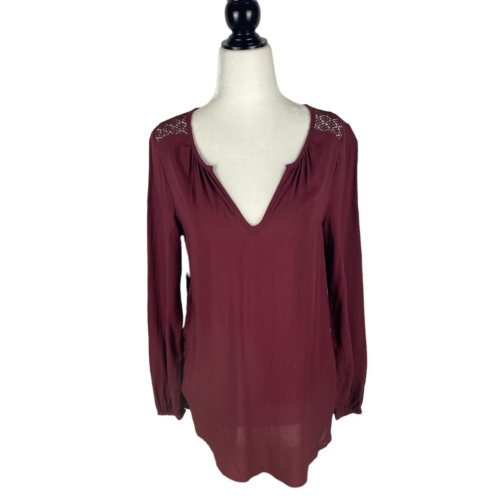 Old Navy Women's Burgundy Long Sleeve Blouse Size S